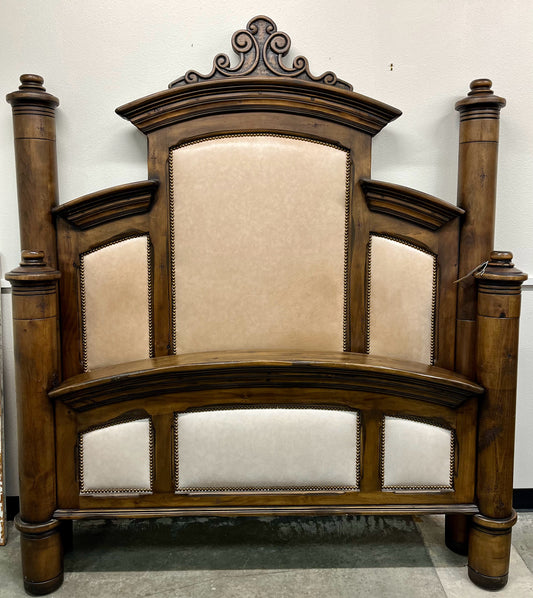 Four poster bed leather w/ nailhead trim - Full