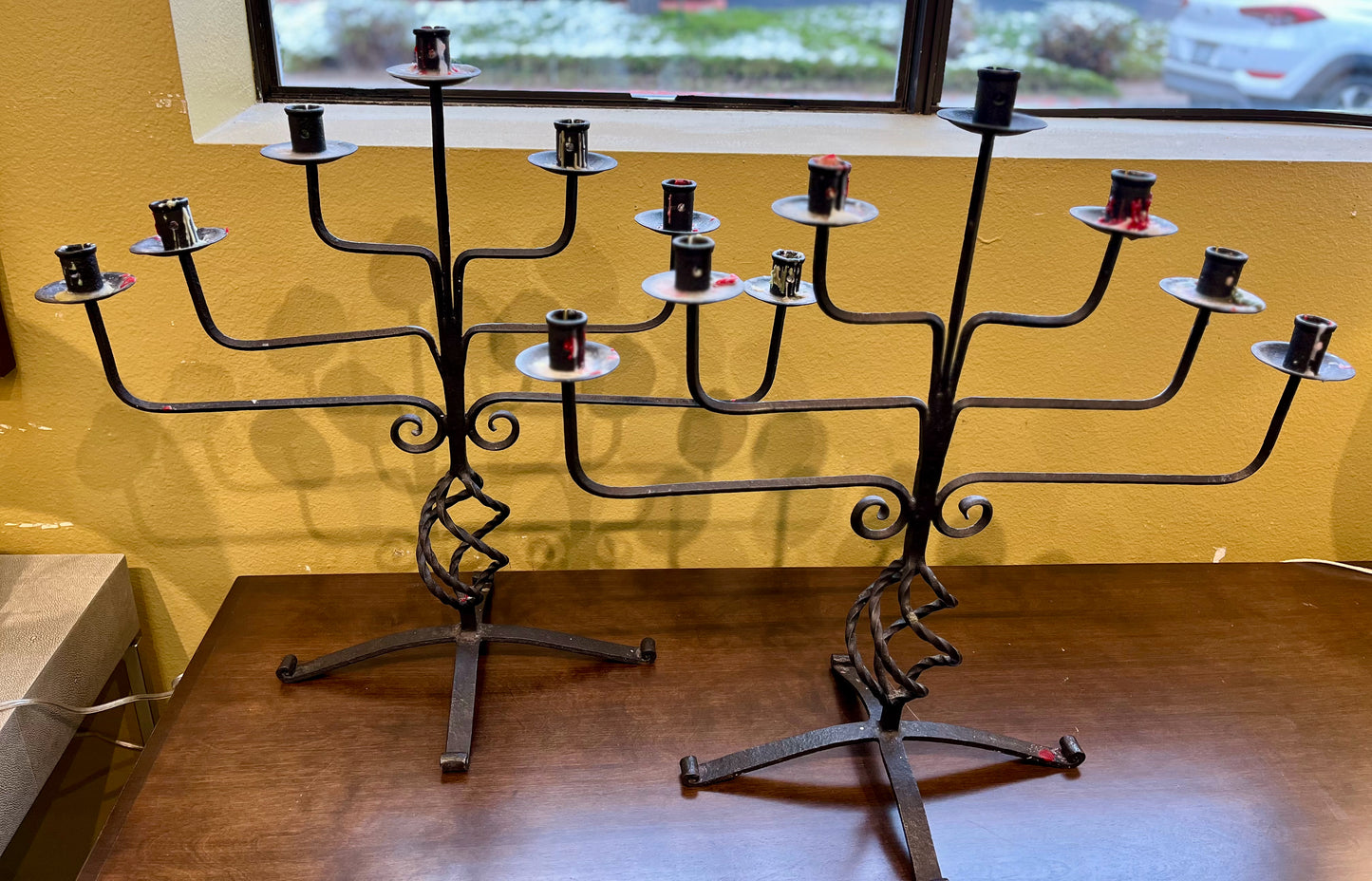 Forged Iron Candelabra Pair